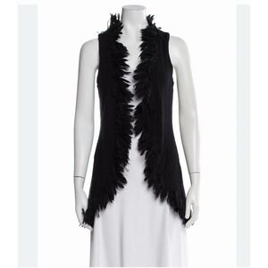 Alice + Olivia Wool Fringe Trim Cardigan Women's Small Indie Sleaze Glam Goth *